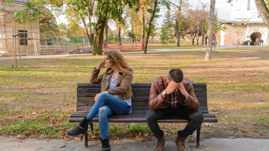 couple letting off steam after argument 