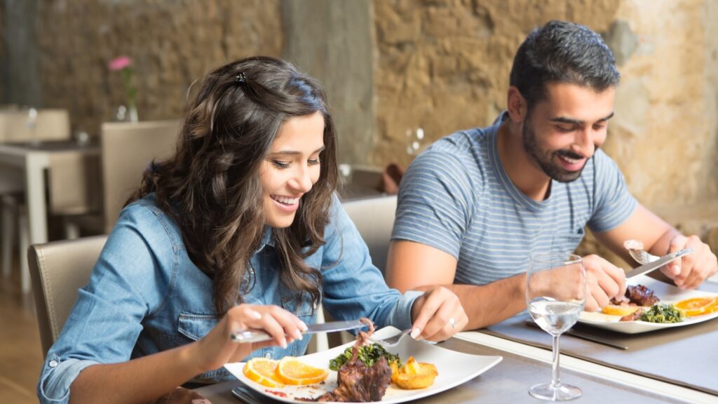 couple trying a three course meal