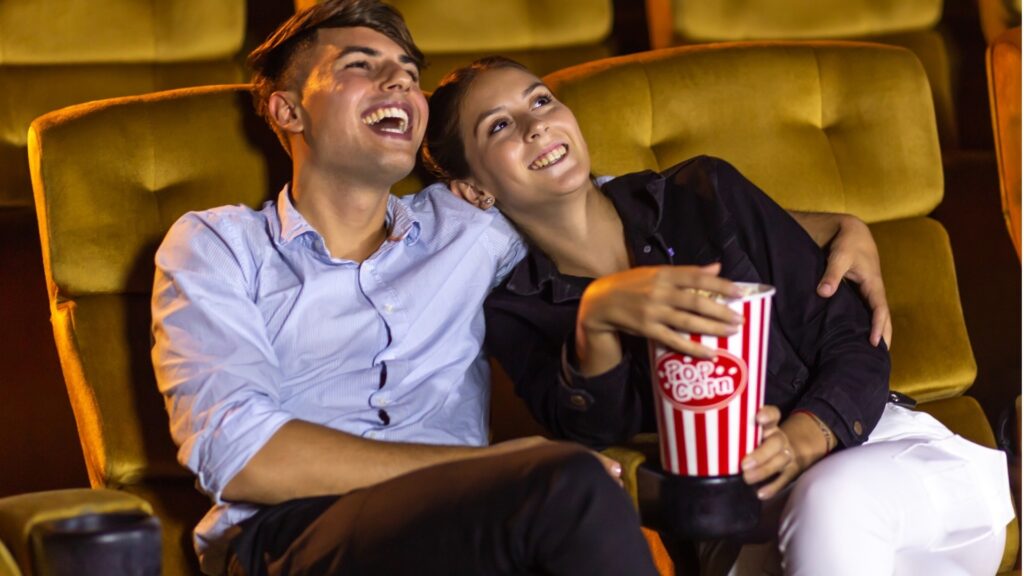 long-distance 
couple seeing movies together