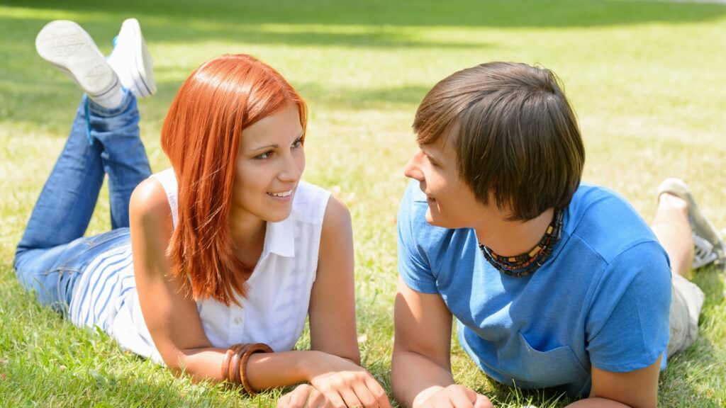 couple soaked up in their own love