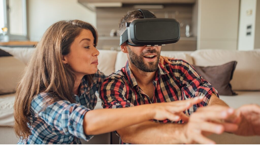 couple in a game house unwinding after a fight