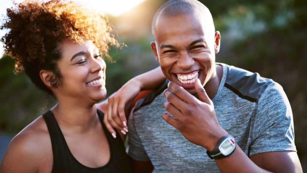 couple smiling as they go over their relationship boundaries again
