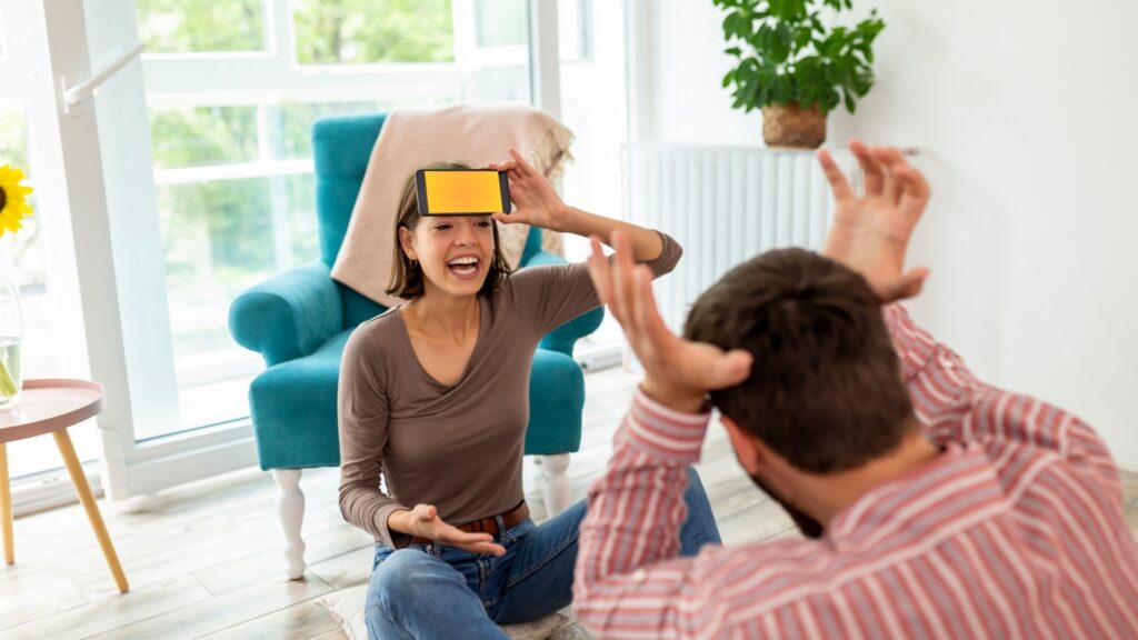 couple playing a game that is fun to the both of them