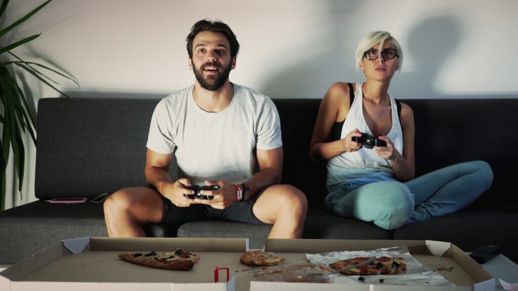 couple having a good time during game night