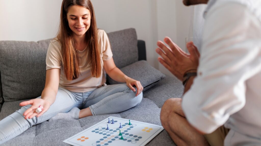 Couple playing hangman