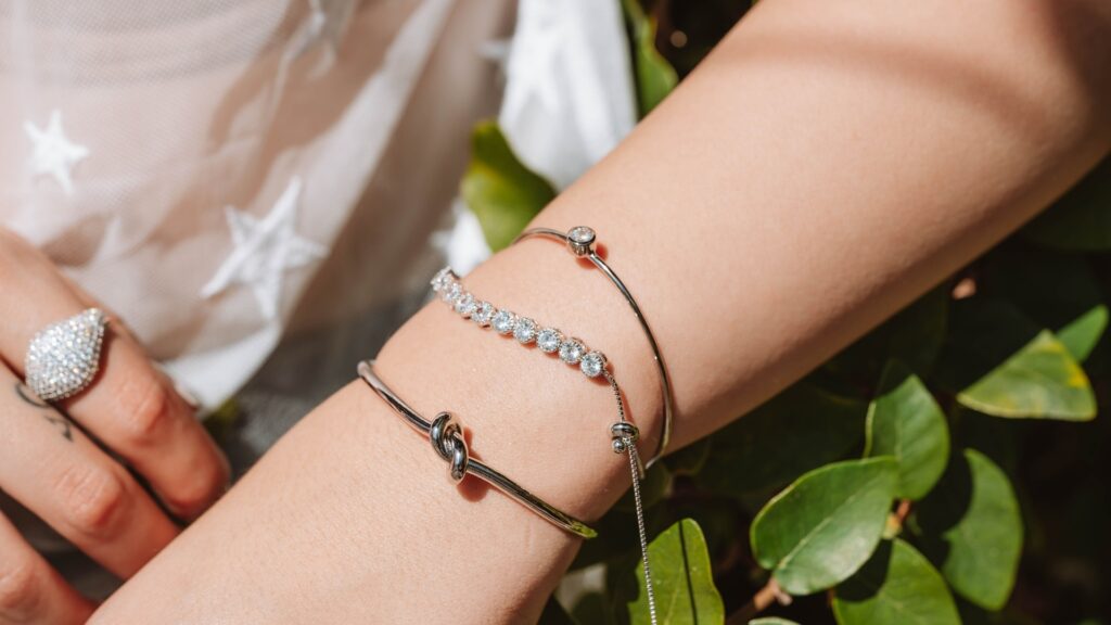 lady wearing a customized bracelet