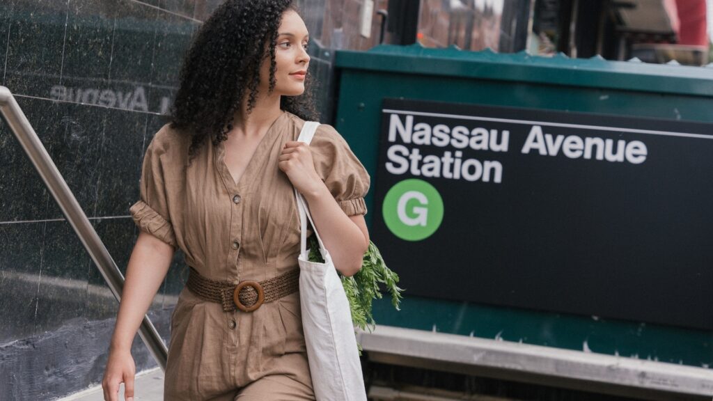 lady carrying her customised tote bag which was gifted her by her long distance boyfriend