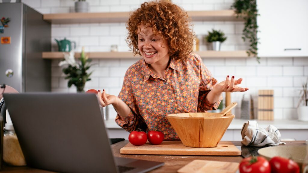 lady cooking a meal with