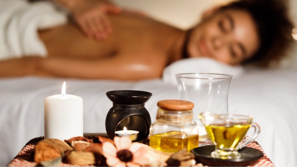 lady getting a massage courtsey of her long-distance boyfriend