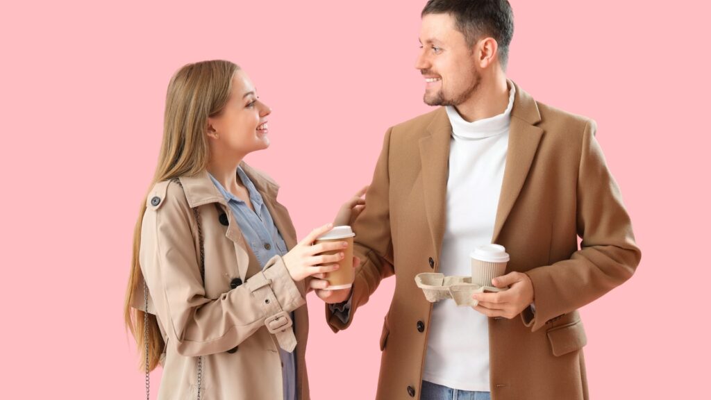 man receiving a mug from his long distance partner