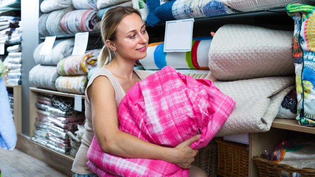 lady getting a duvet for the long-distance boyfriend for the purpose of the winter