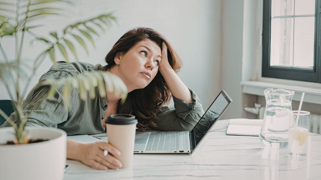 lady worried about how her conversation with her long-distance partner is growing fewer 