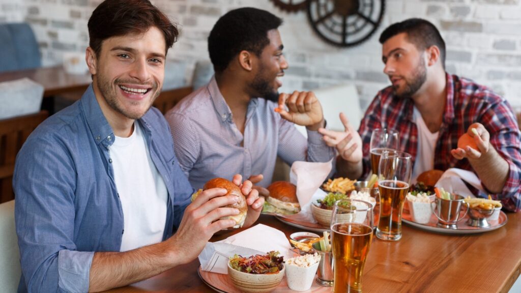 man hanging out with friends 