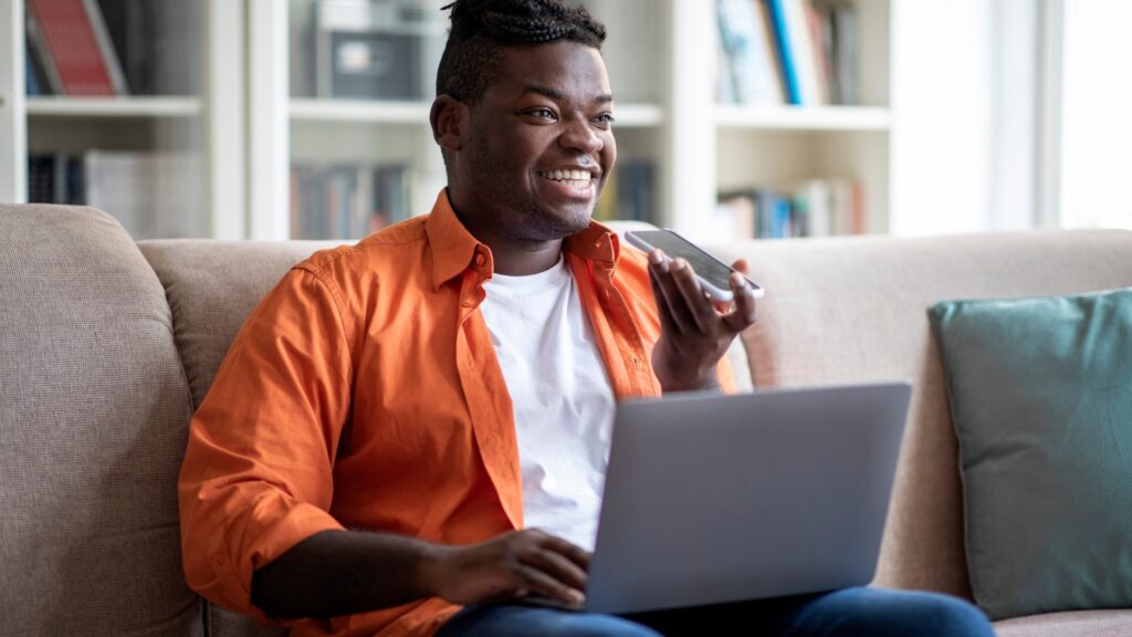 Man smiling on a phone