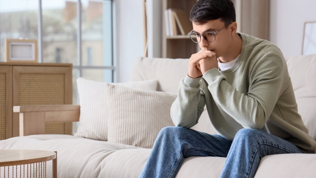 man thinking about his future without including his long-distance oartner