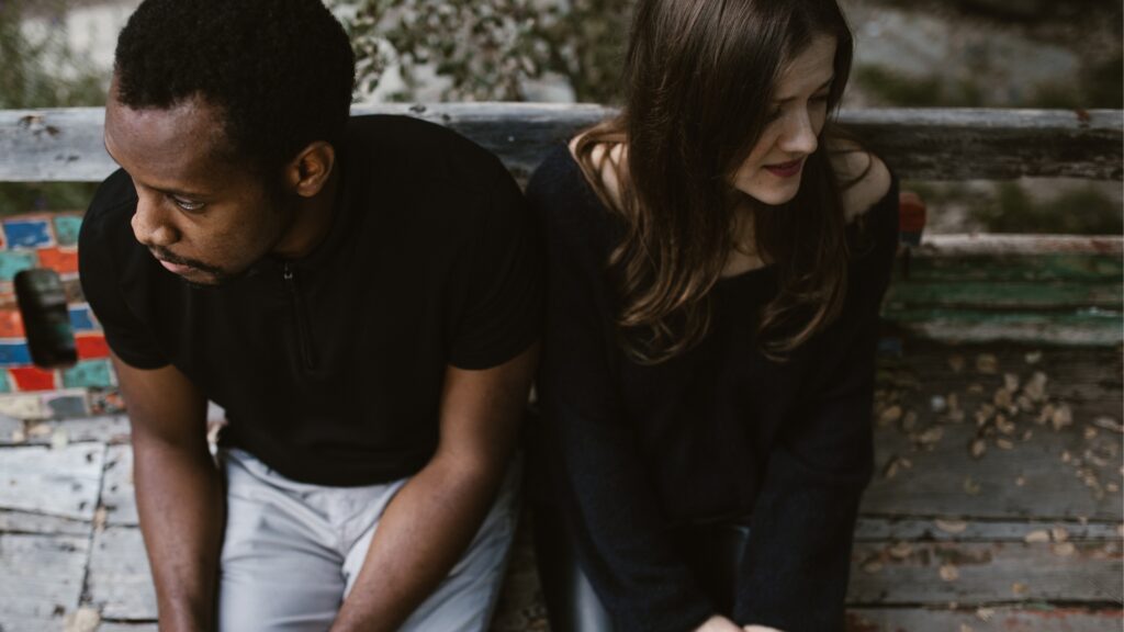 man and woman having a hard conversation