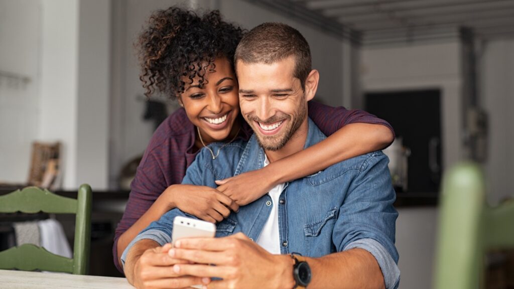 lady asking her partner what made him smile today