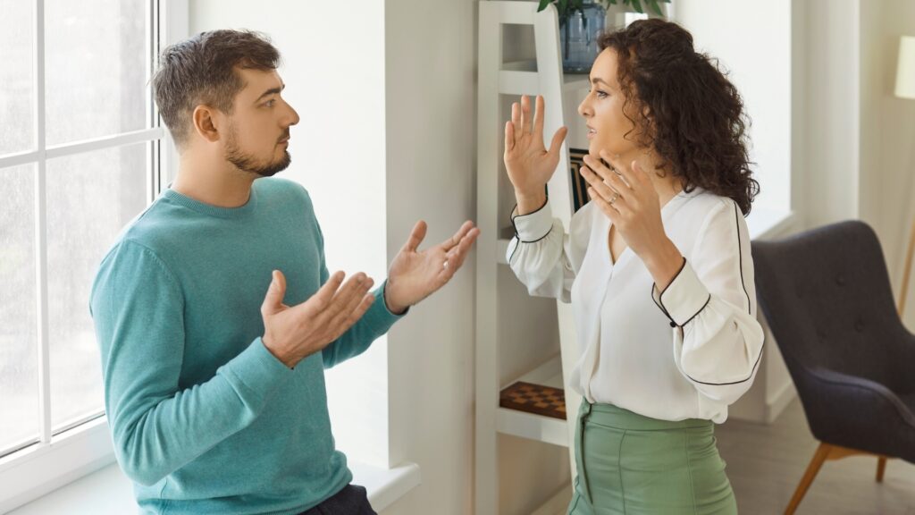 couple having a disagreement because of a text
