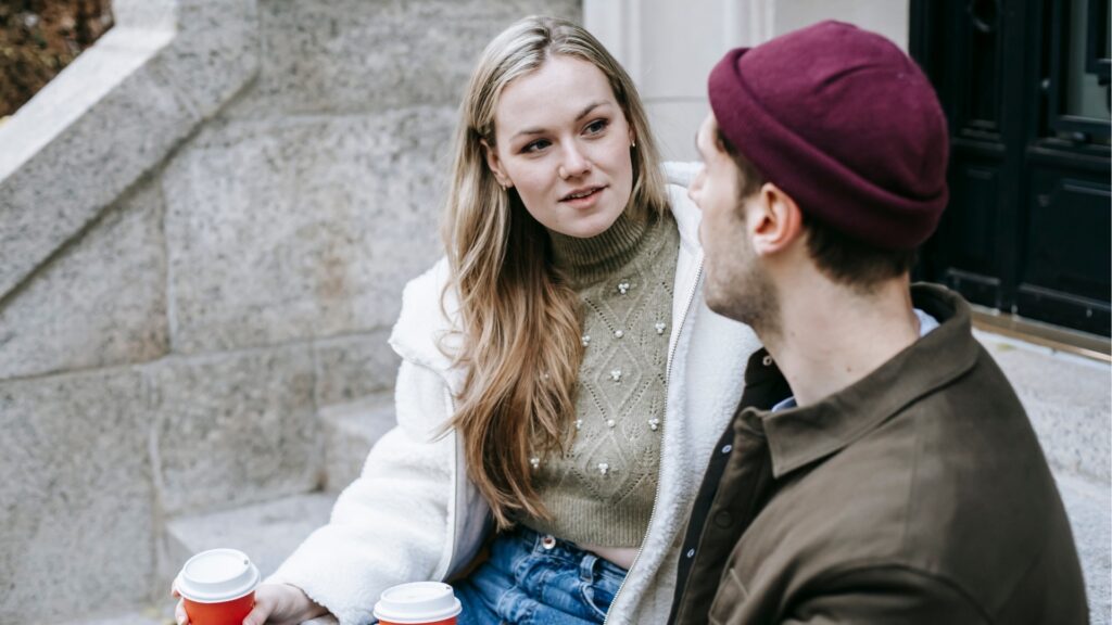 lady asking her partner questions on what's hard on him right now