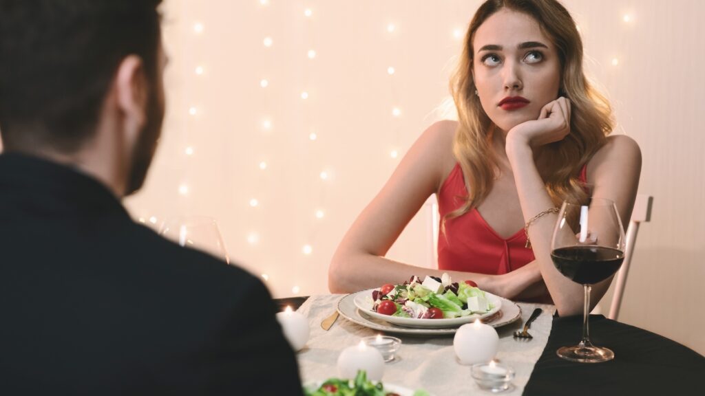 lady angry with her date