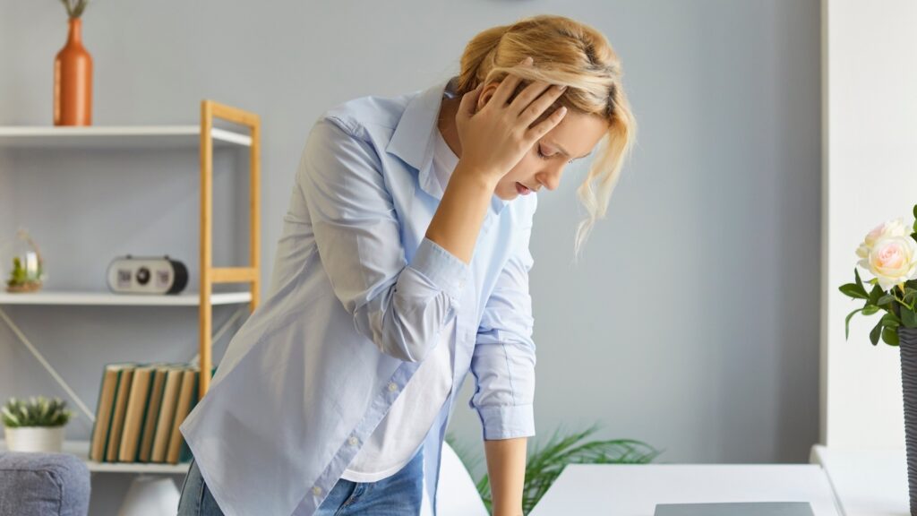 woman battling a fearful imagination about her long-distance relationship 