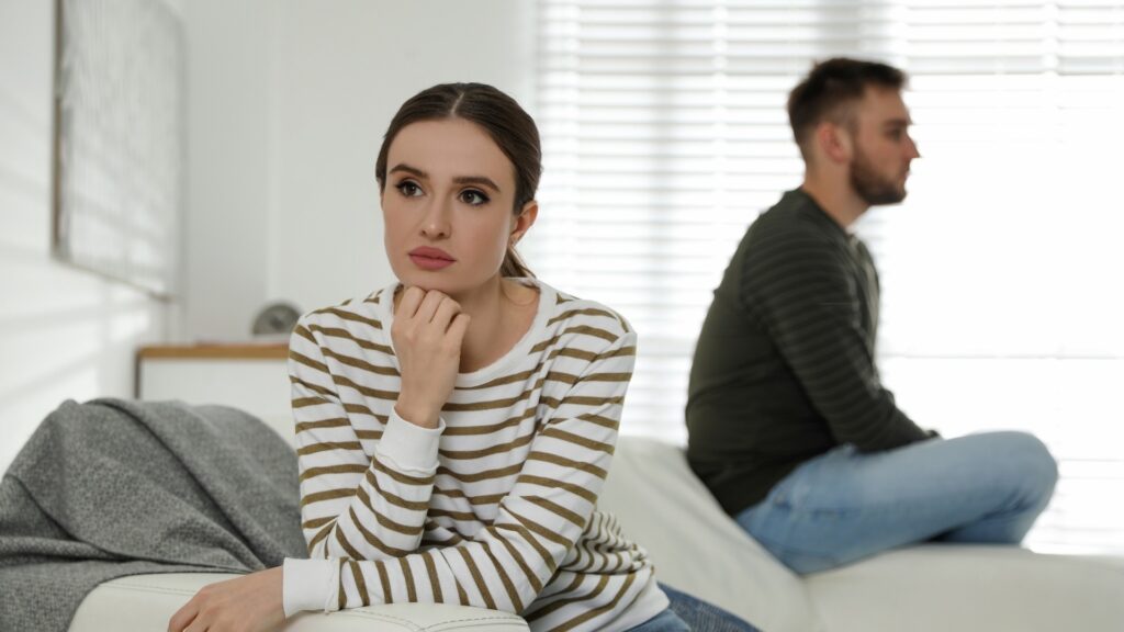 couple ignoring each other 