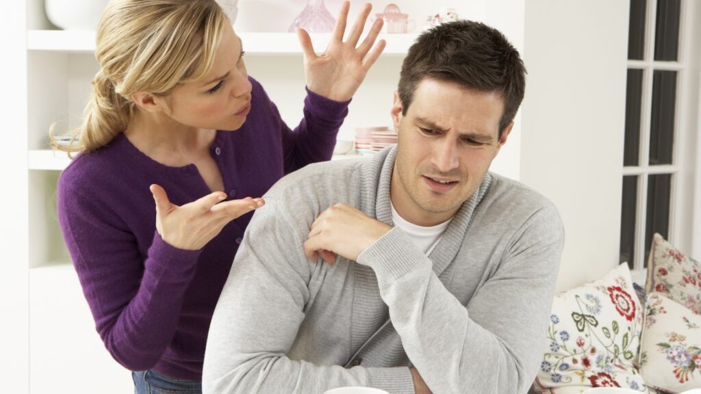 lady reminding his partner what he did wrong previously 