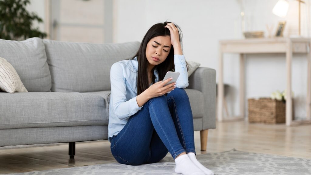 lady bored of being alone without friends