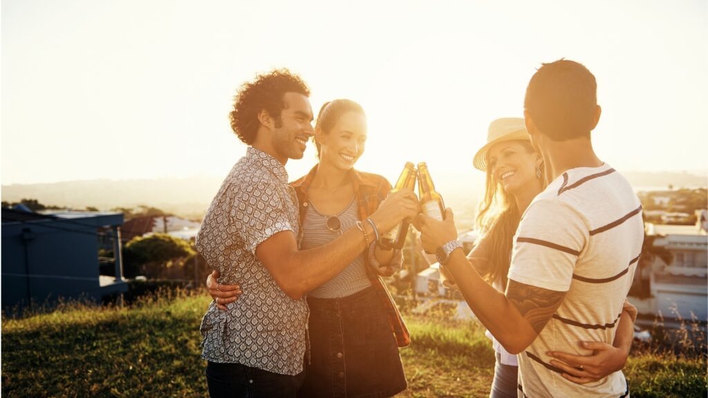 couples playing a game during a double date