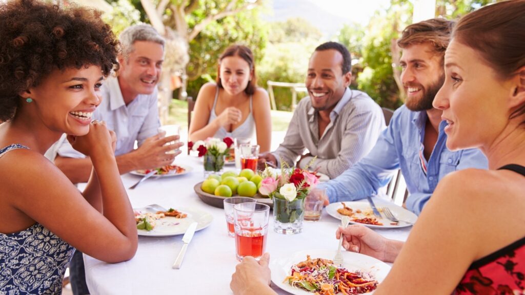 couples sharing a meal together 