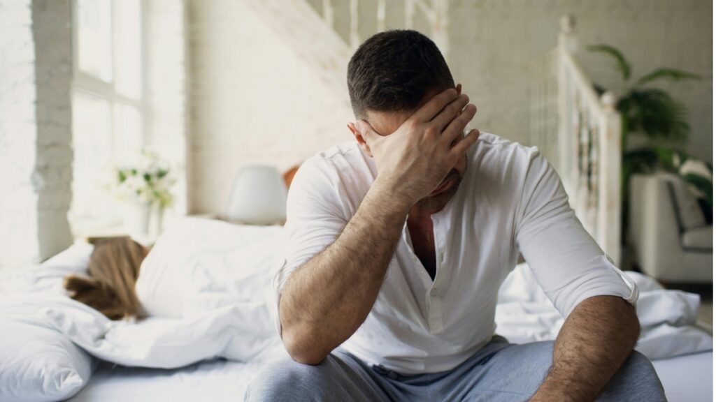 man finding it difficult to do without his partner's presence