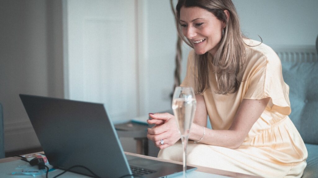 woman playing games with her long distance partner on zoom