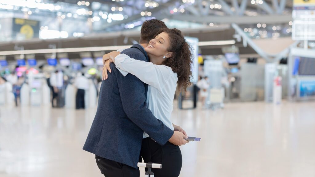 couple hugging good bye