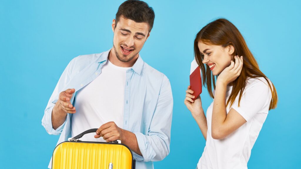 Couple preparing for their travel