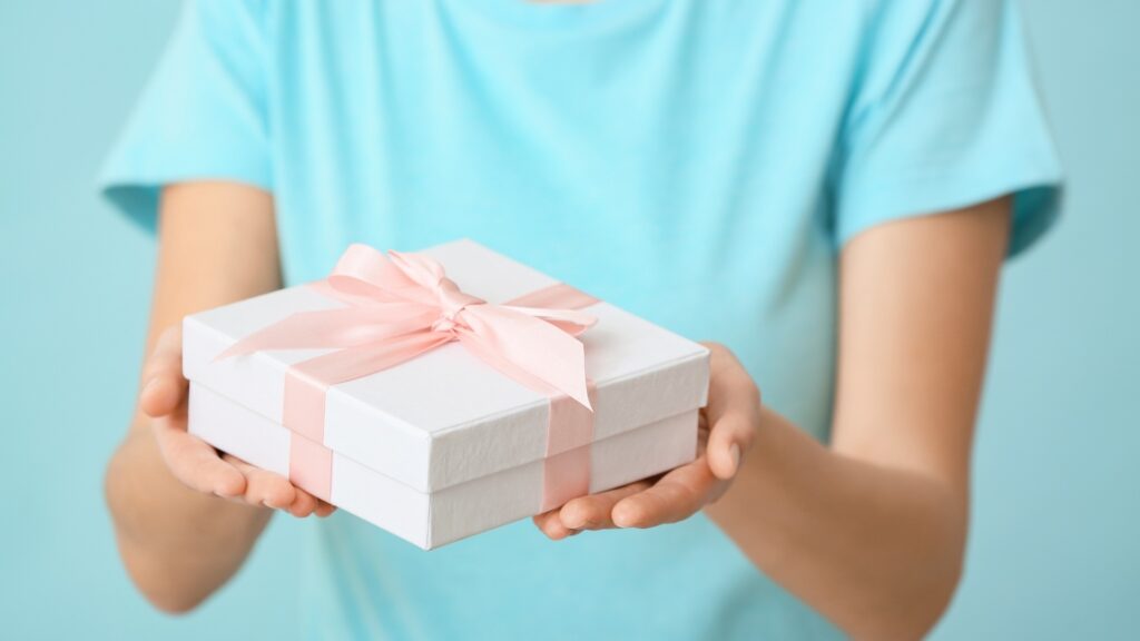 lady receiving her monthly care package