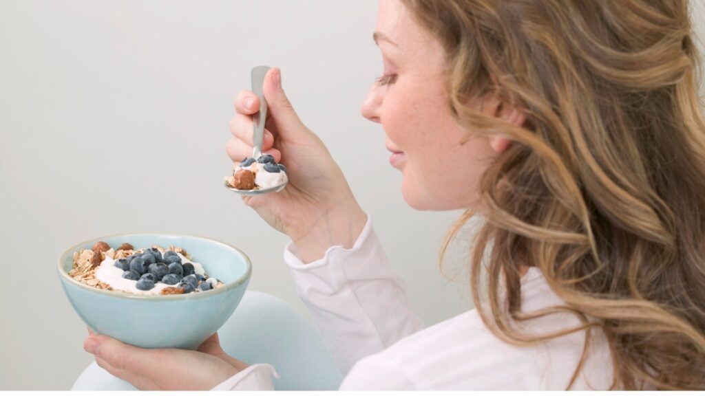 lady eating her comfort meal