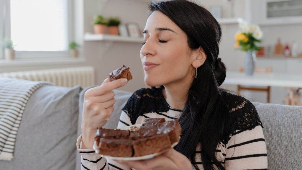lady eating desert