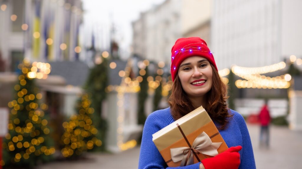 lady who just received a gift from her long distance partner