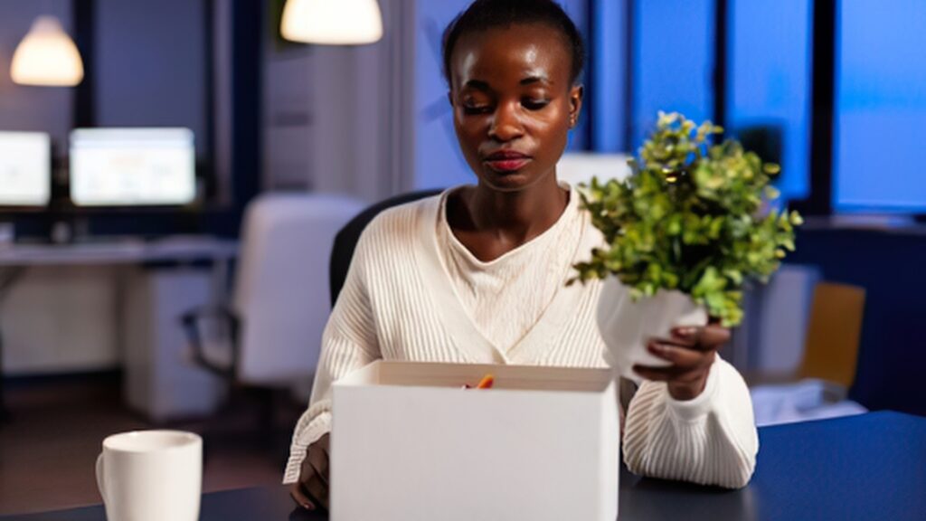 lady unboxing her flower plant
