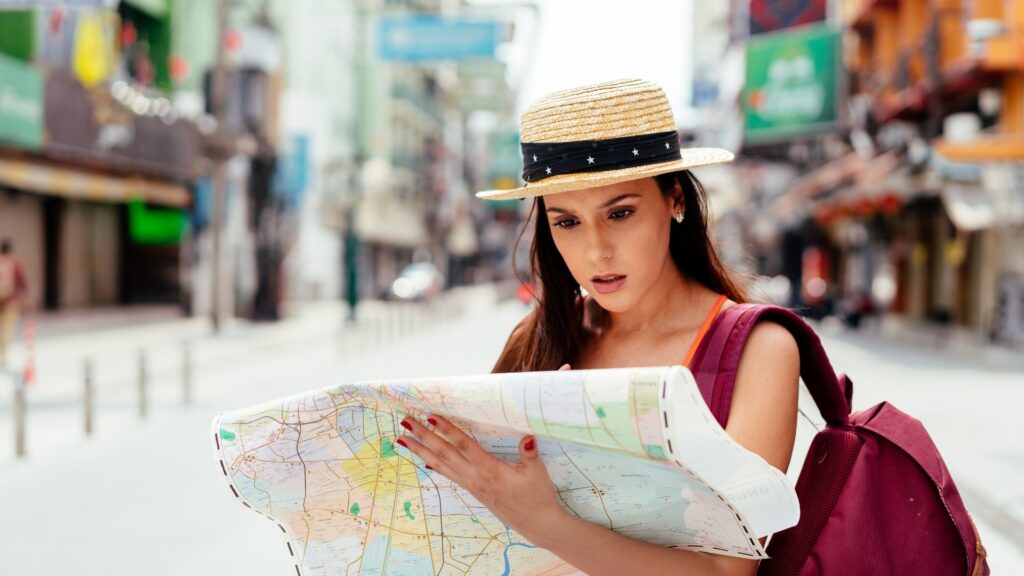 lady holding a memory map of her long distance relationship