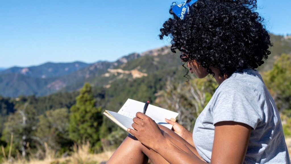 lady reading through her relationship journal