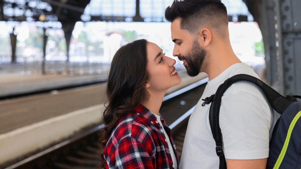 young couple at the airport