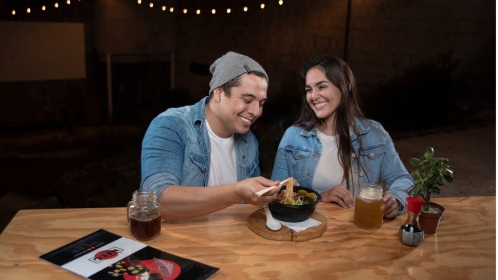 long distance couple on their first date