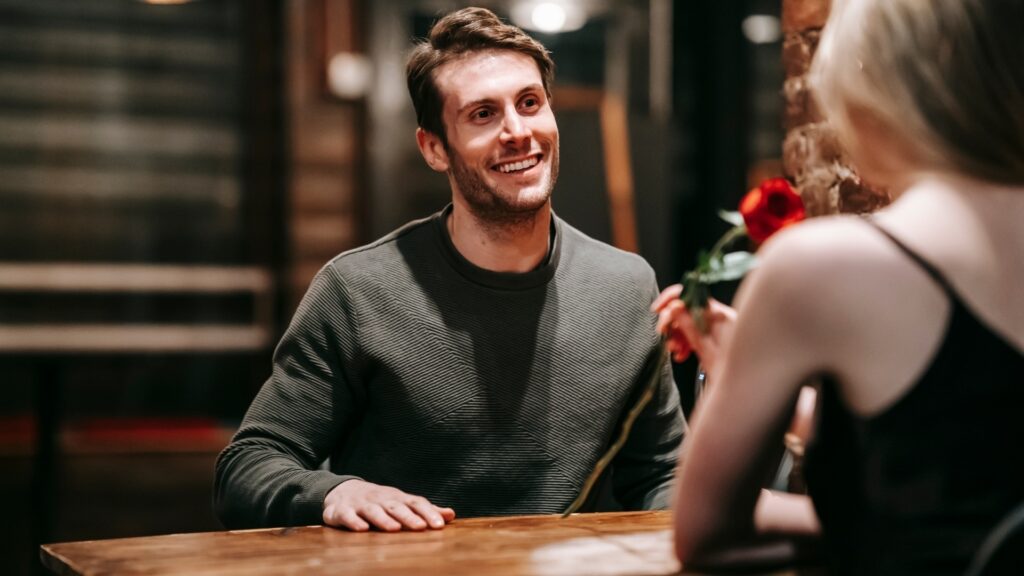 man on a first time date with his woman