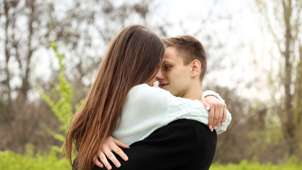 couple hugging for the first time